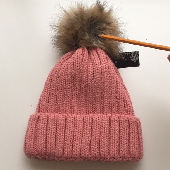 NWT Pink Toque - Faux Fur Pom Pom (imperfect) - Picture 7 of 14